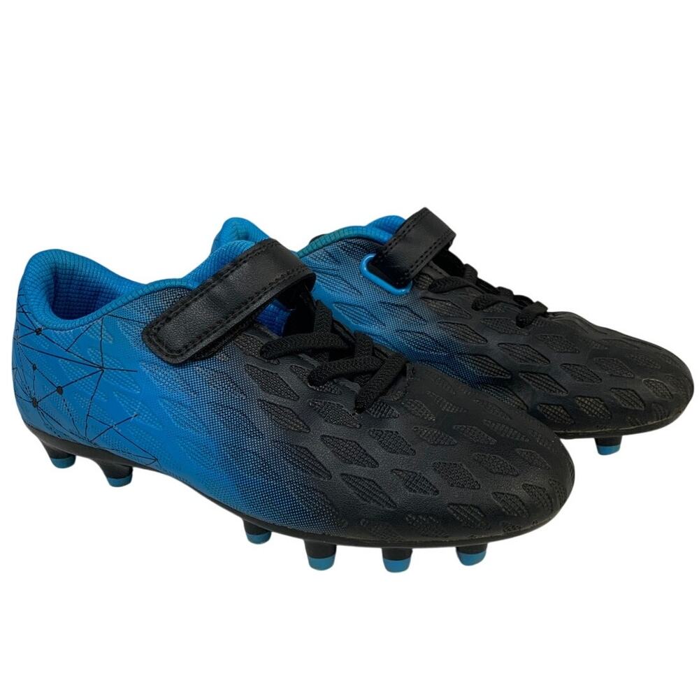 Brooman Boys Size 4 Blue Black Cleats Lace Up Round Toe Soccer Athletic Shoes